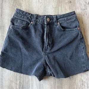 Black denim cutoff shorts